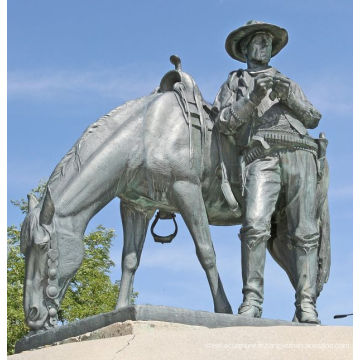 grandes décorations extérieures métal artisanat western cowboy statues pour jardin